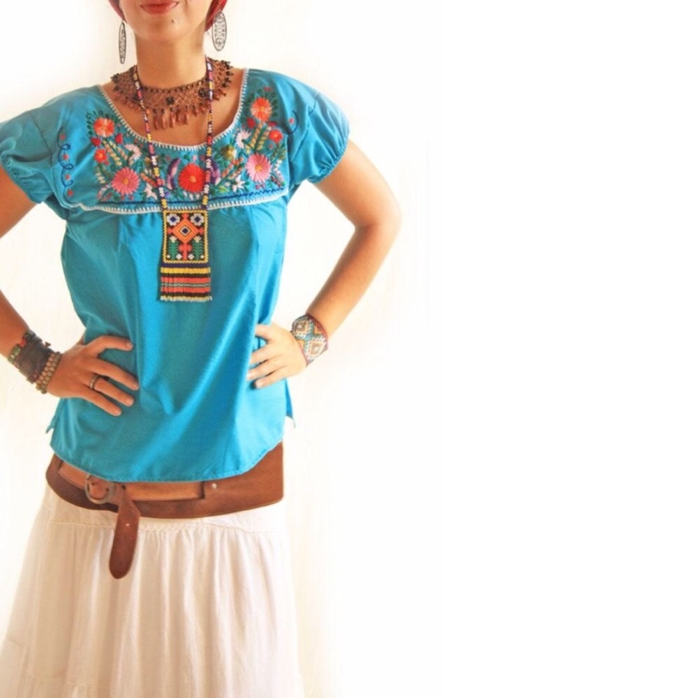 Mexican Indigenous hand embroidered blouse